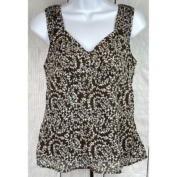 George Designs by Mark Eisen XS (0/2) Sleeveless V-Neck Brown Sheer Lined Top - Picture 2 of 12